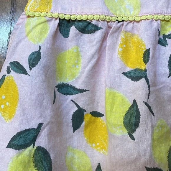 CARTERS NWT Girls Size 7 Lemon Print tank top pink yellow linen cotton 🍋 - Picture 10 of 11